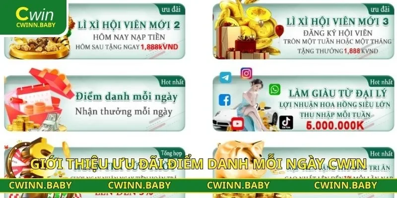 Giới thiệu ưu đãi điểm danh mỗi ngày CWIN